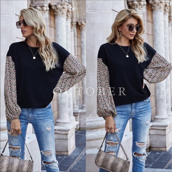 SHEIN Tops - FINAL MARK-DOWN BLK100% POLYESTER W/CONTRASTING LS